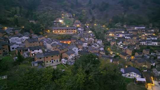 安徽黄山歙县皖南阳产土楼世界遗产夜景航拍