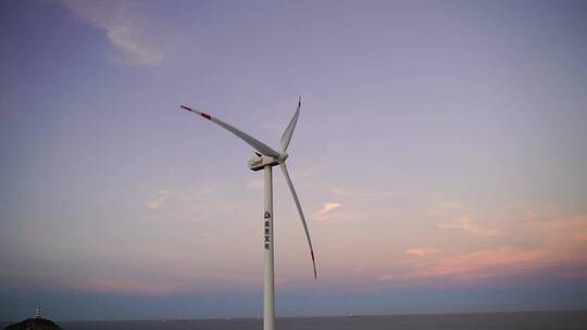 唯美风车海边傍晚夕阳晚霞泉州风车岛风车岛