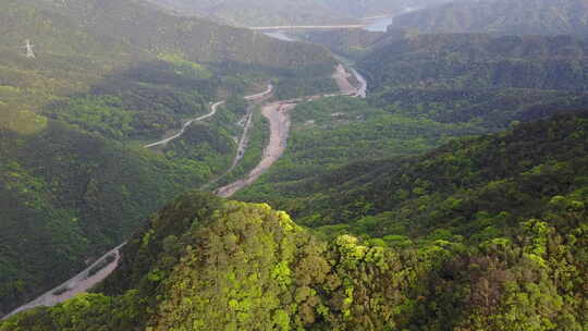 盘江西水坝航拍山脉河道山川