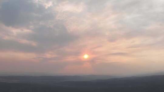 延时航拍山川黄昏云彩