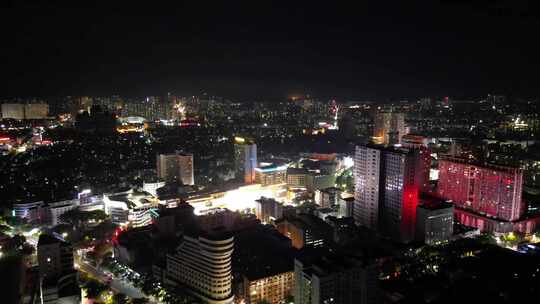 航拍广西玉林城市风光玉林夜景