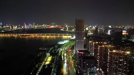 江西南昌城市夜景灯光航拍视频素材模板下载
