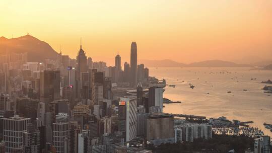 香港宝马山日落夜景光影变化