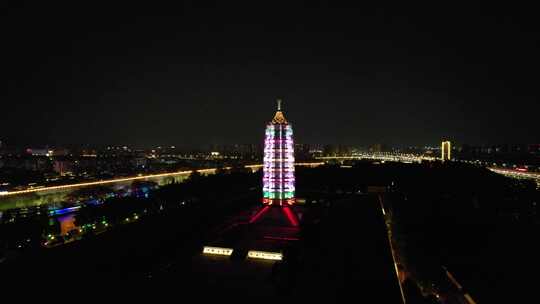 江苏南京大报恩寺夜景灯光航拍