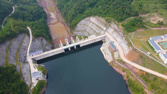 柳州鹿寨古偿河水库航拍古谊河洪水