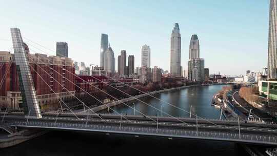 天津海河风景线城市天际线建筑风光航拍