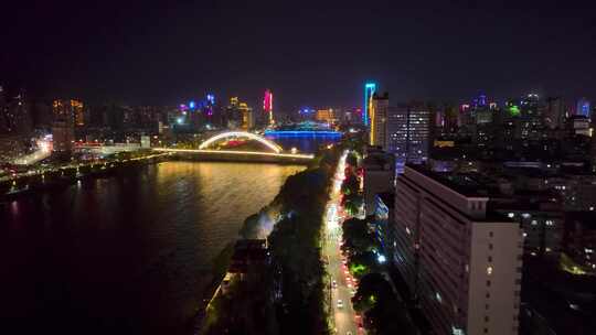 甘肃兰州城市夜景HDR航拍