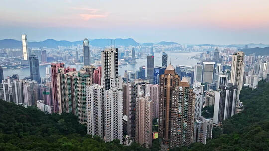 香港维多利亚港城市风光航拍