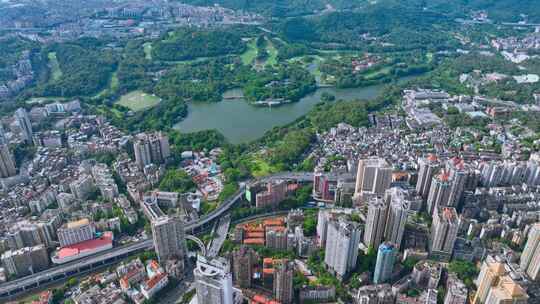 俯拍广州大景航拍天河区越秀区