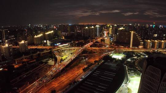 上海浦西徐汇区夜景航拍视频素材模板下载
