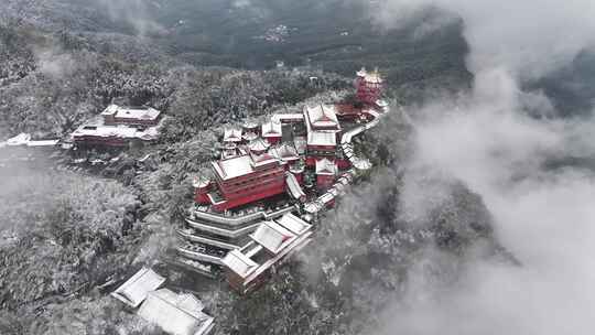 航拍蜀南竹海/龙吟寺4K雪景