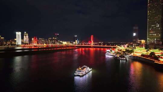 江西南昌赣江红谷滩滕王阁双子塔商务区夜景