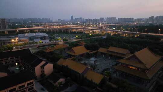 航拍淮安景会寺夜景