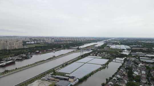 上海闵浦区郊区全景4K航拍