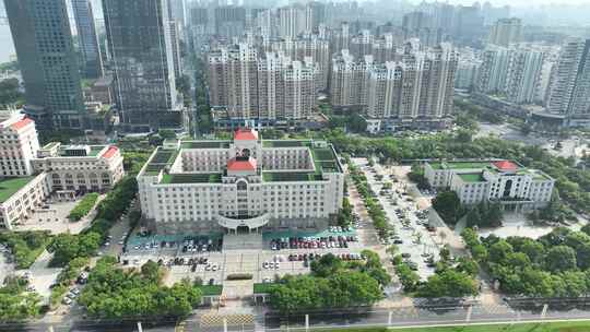 南昌市红谷滩行政广场航拍市政府建筑风光