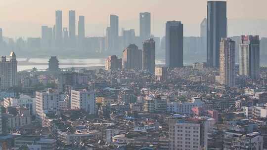 江西南昌东湖区航拍城市风景风光高楼大厦摩