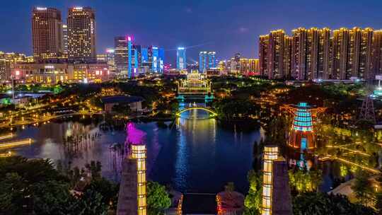 佛山南海千灯湖中轴夜景延时