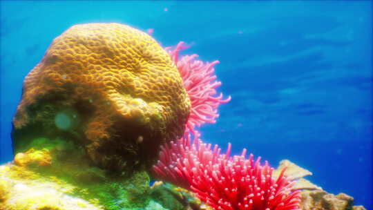 珊瑚礁上的珊瑚和海葵