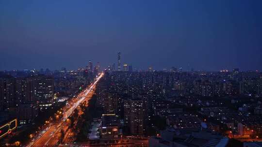 北京国贸日落夜景