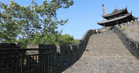 常熟虞山古城墙阶梯城楼 西城楼阁古建筑