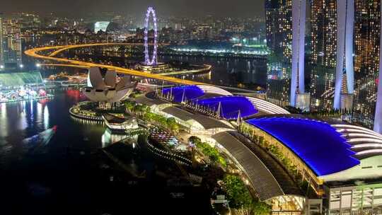 夜晚的海湾建筑