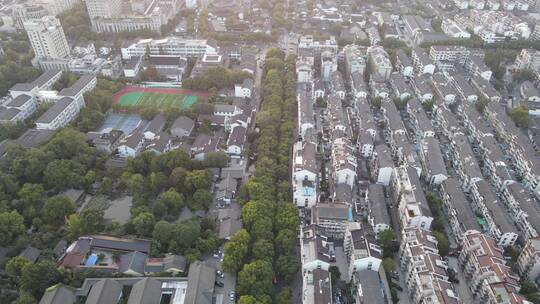 航拍浙江绍兴城市老城区建设