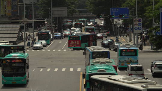 俯拍 深圳华强电子市场 十字路口交通 车流视频素材模板下载