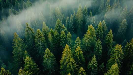 航拍森林天然氧吧地球脉动树林山脉云海