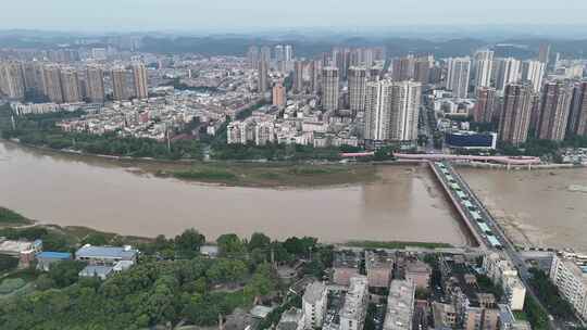 四川德阳德阳路大桥交通航拍