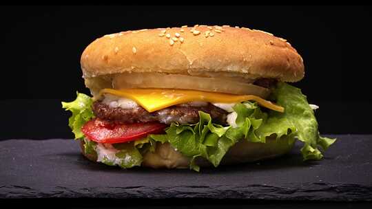 芝士汉堡 汉堡 食物视频素材模板下载