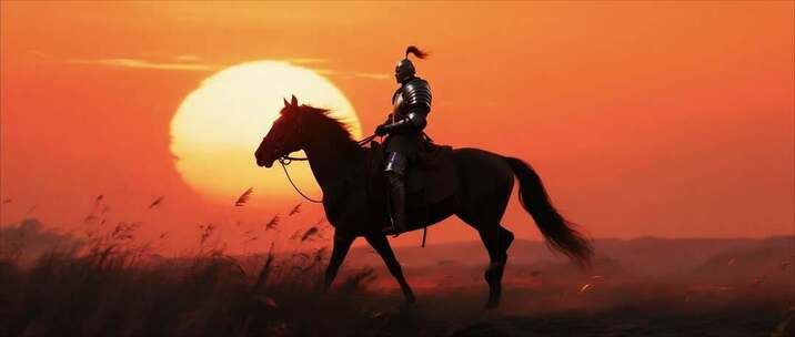 史诗风格古代骑兵沙漠冒险燃情画面