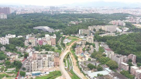 航拍深圳龙华区观澜城市建筑景观