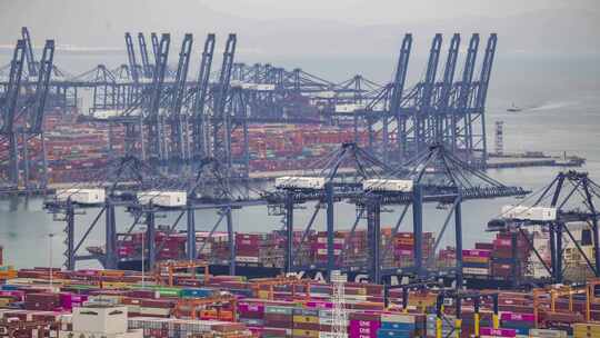 超大型港口盐田港物流运输延时视频素材模板下载