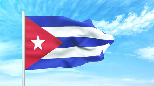 古巴国旗空中飘扬