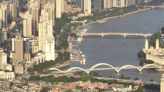 航拍福州闽江尤溪洲大桥道路江景