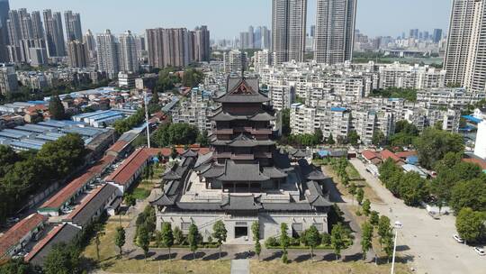 航拍湖北武汉归元禅寺4A景区