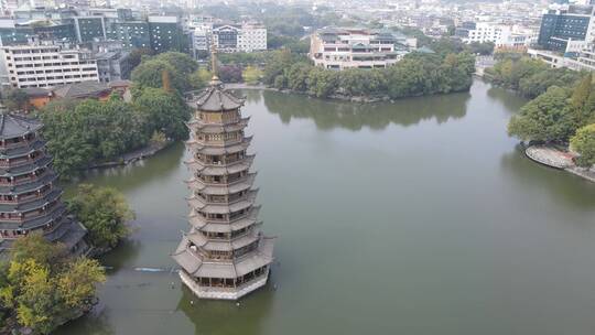 航拍广西桂林旅游城市旅游景点