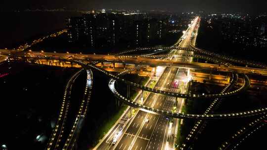 城市立交桥车辆车流夜景视频素材