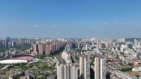 航拍四川自贡大景自贡城市建设