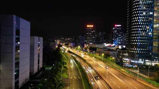 航拍福建福州城市夜景