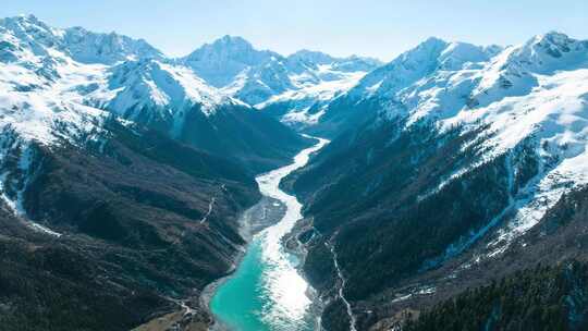 雪山河流自然风光俯瞰合集