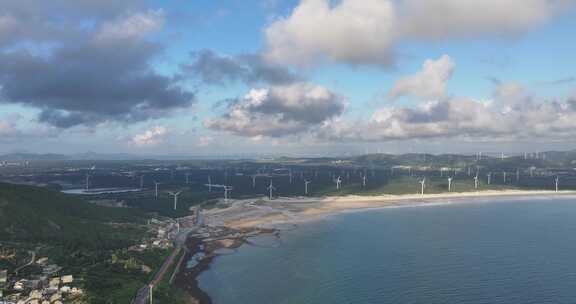 福建平潭岛风车航拍