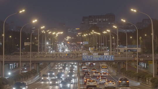 城市夜景 深夜城市车流