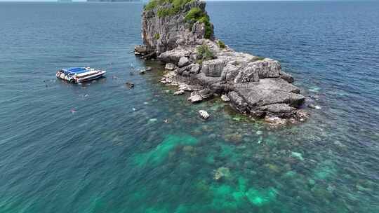 泰国安通国家海洋公园海岛浮潜自然风光航拍