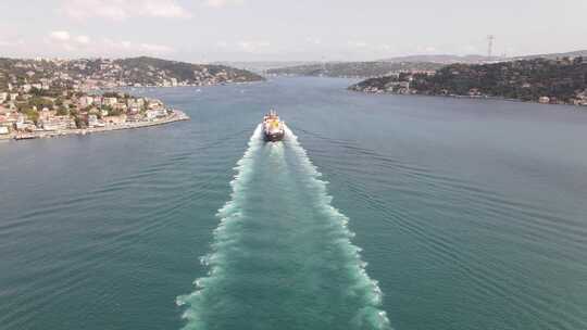 海峡航拍风景图视频素材模板下载