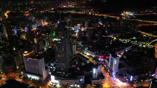 江苏无锡城市夜景灯光航拍