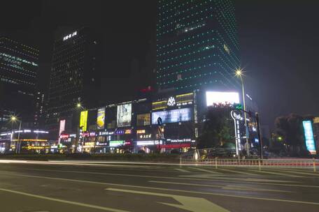 杭州滨江区江陵路交通夜景延时摄影