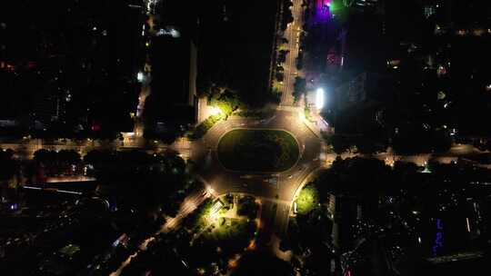 江苏南京城市夜景灯光航拍