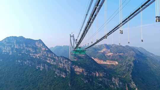 贵州花江峡谷大桥建设航拍