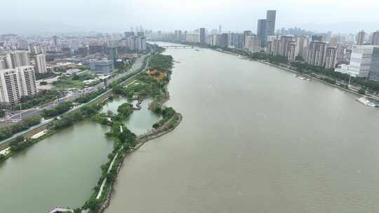 航拍福建福州城市花海公园